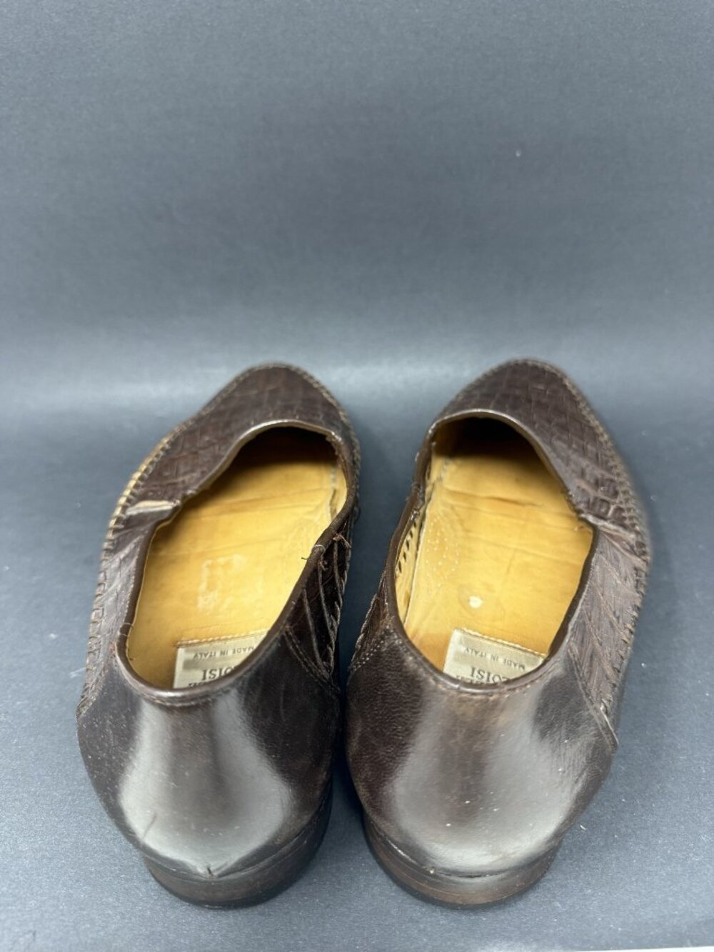 Michele Loisi Dress Leather Loafer Shoe Brown Italy Mens 7.5 D Preppy - Picture 3 of 8